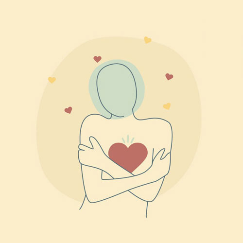 illustration of self caring with heart