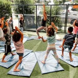 kindergarten children in a yoga and mindfulness class