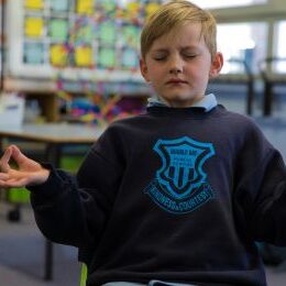 primary student in a mindfulness class